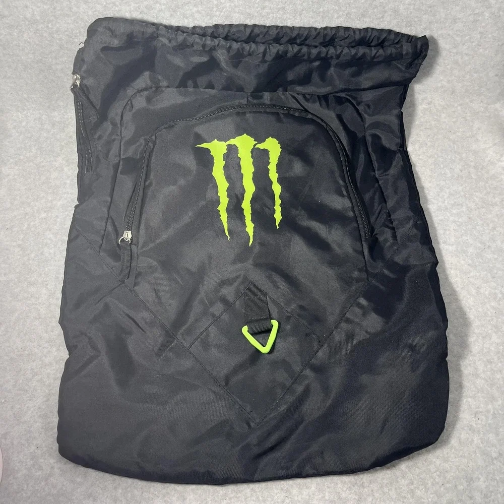 Monster‎ Energy Backpack Large Black Drawstring Gym Sports Logo Cinch Bag